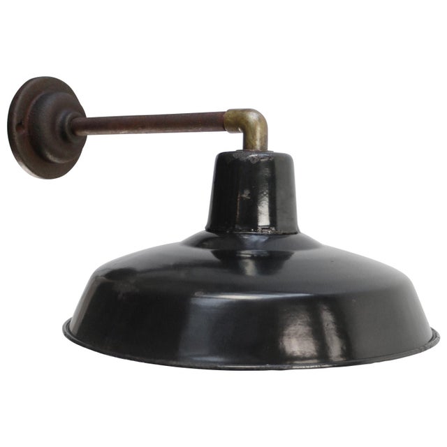 Industrial Vintage Industrial French Wall Light in Black Enamel and Cast Iron For Sale - Image 3 of 7