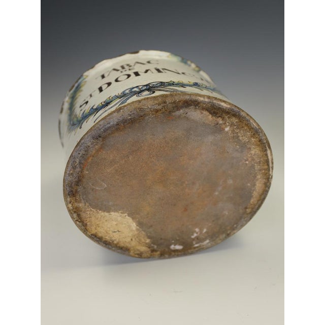 19th Century French Faience Blue and White Ceramic Tabac Tobacco Jar, 1870 For Sale - Image 11 of 18