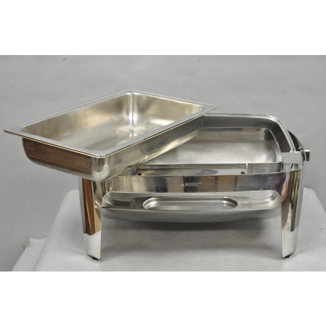 Late 20th Century Sunnex Stainless Steel Rolling 8.5l Chafing Dish Buffet Chafer Catering Server For Sale - Image 11 of 16