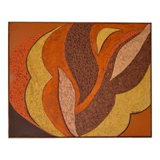 70's Mid-Century Whiteread Mixed Media Texture Expressionist Abstract Painting, Framed For Sale