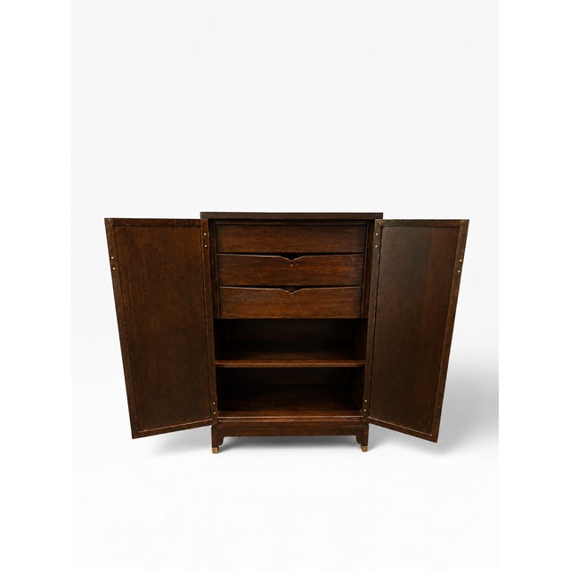 Late 20th Century Late 20th Century Michael Taylor for Baker Walnut Cabinet With Brass Hardware For Sale - Image 5 of 12