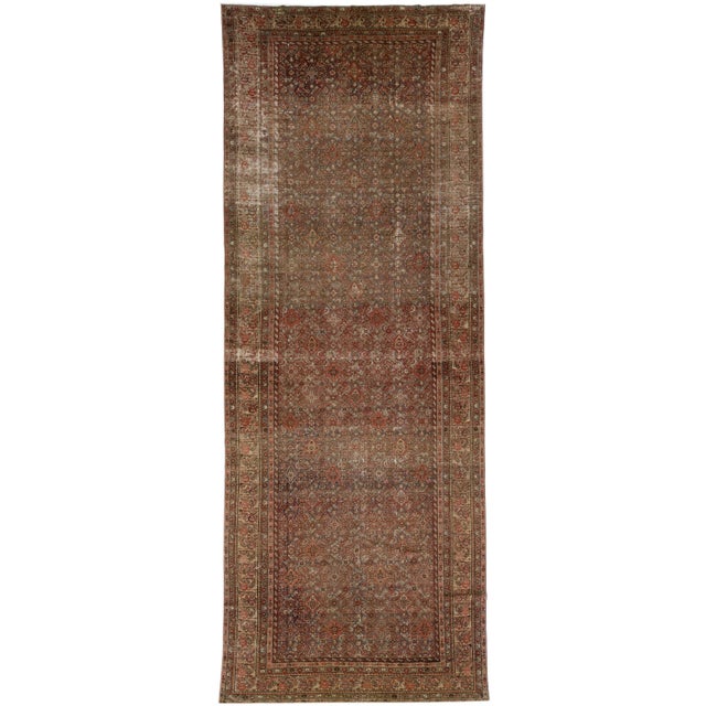 Textile Handmade 1900s Antique Persian Malayer Gallery Wool Rug With Allover Motif For Sale - Image 7 of 7