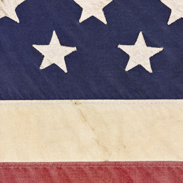 Large Vintage Cotton American Flag With Sewn Stars For Sale - Image 4 of 8