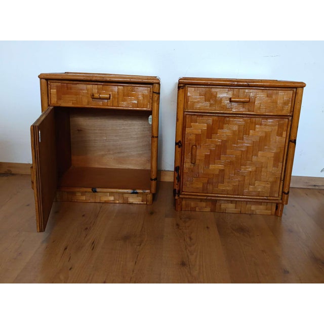 Bamboo Bedside Tables, 1970s, Set of 2 For Sale - Image 10 of 14