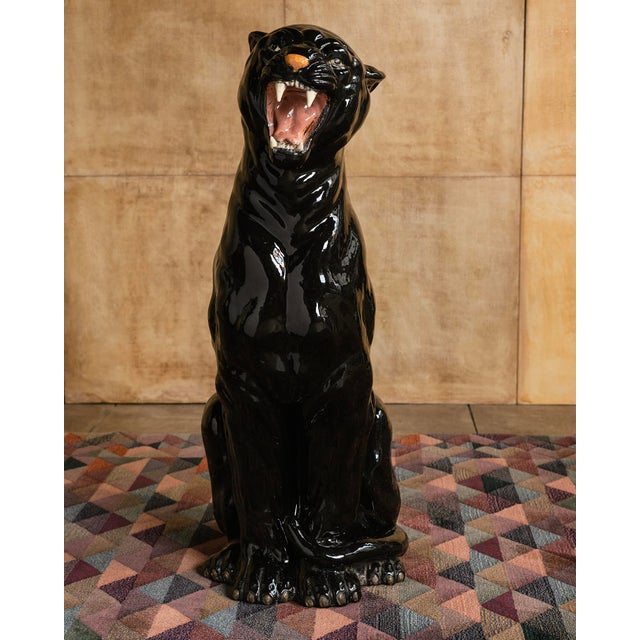 Mid-Century Modern Italian Panther Ceramic Sculpture For Sale - Image 3 of 8