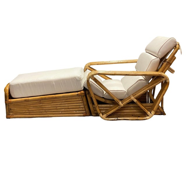 1930s Restored Historic Paul Frankl Hand Made 5- Strand Square Pretzel Rattan Lounge For Sale - Image 5 of 10