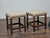 Wood Pair of English 19th Century Hardwood Bobbin Stools with Linen Upholstery For Sale - Image 7 of 11