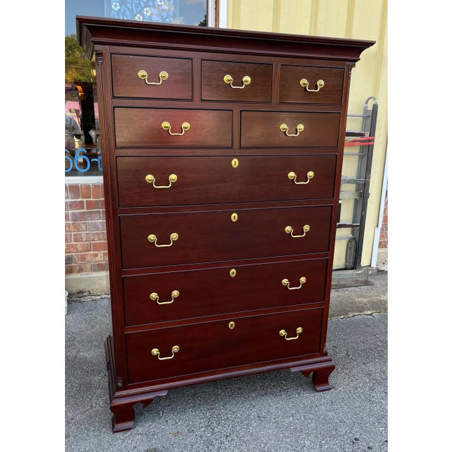 Hickory Chair Furniture Company Late 20th Century Hickory Chair Co Tall Chest For Sale - Image 4 of 10