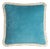 Happy Cushion Cover in Velvet Light Blue with Dirty White Fringes by Lorenza Briola For Sale