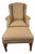 Vintage Transitional Wing Chair With Ottoman Upholstered in an Attractive Woven Fabric For Sale