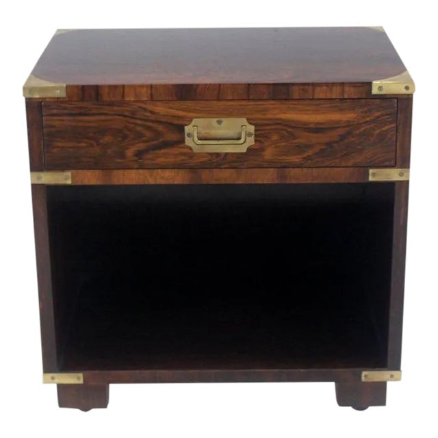 20th Century Campaign John Stuart Rosewood and Brass Nightstand For Sale