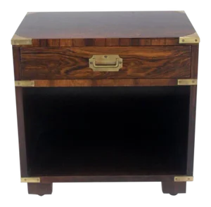 20th Century Campaign John Stuart Rosewood and Brass Nightstand