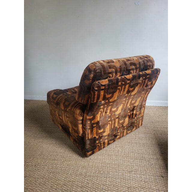 Velvet & Fabric Armchair, 1970s For Sale - Image 3 of 4