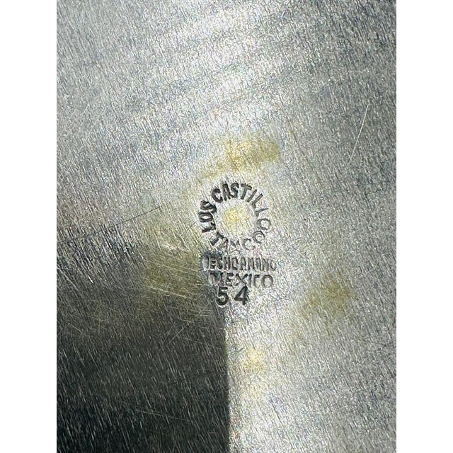 1960s Los Castillo Taxco Silver Azurite Malachite Creamer Sugar Tray Set, Mexican Mod For Sale - Image 18 of 18