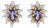 14K Yellow Gold 1/4 Cttw Diamond and Blue Purple Tanzanite Sunburst Halo Stud Earrings (K-L Color, I1-I2 Clarity) For Sale