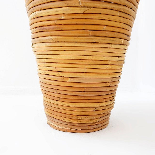Wood Vintage Rattan Floor Vase or Umbrella Stand For Sale - Image 7 of 14