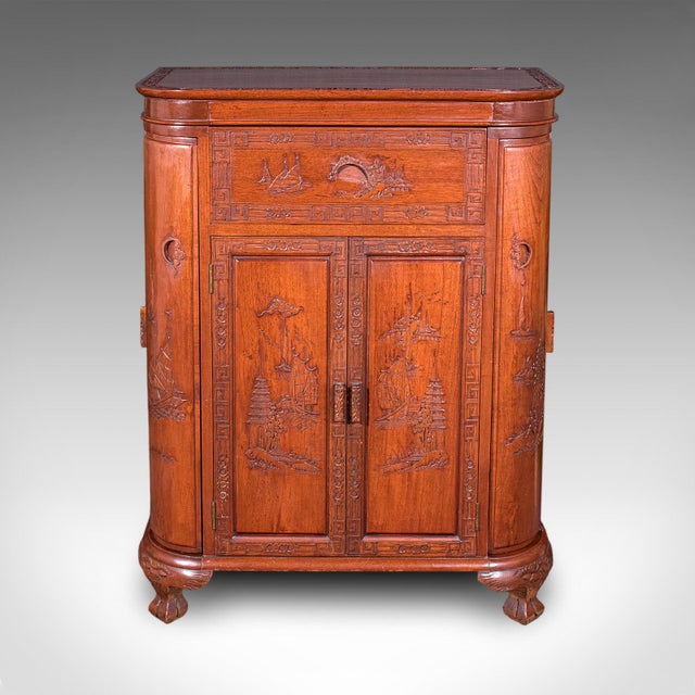 Mid-Century Modern Vintage Cocktail Cabinet, Hong Kong, Counterweighted Dry Bar, Mid Century, 1960 For Sale - Image 3 of 12