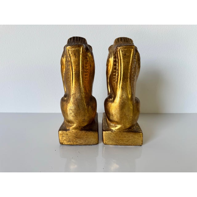 Italian Vintage Gold Lion Bookends - A Pair For Sale - Image 4 of 9