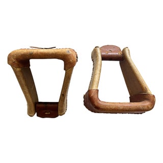 Vintage Western Roping Horse Saddle Stirrups, a Pair For Sale