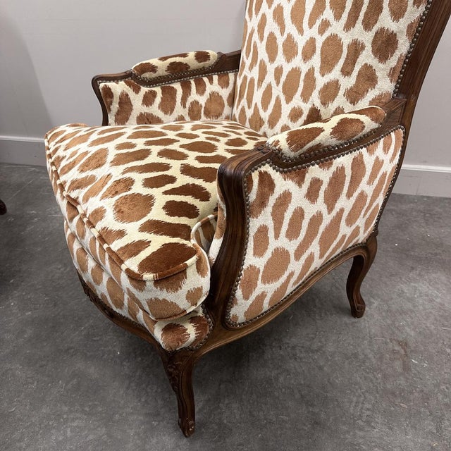 Louis XV Style Armchairs in Giraffe Velvet Upholstery, France, 1950s, Set of 2 For Sale - Image 12 of 16