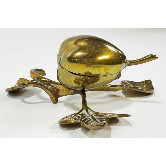 Metal Vintage Brass Fruit Treasure Box or Ashtray For Sale - Image 7 of 8