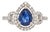 Blue Sapphire Ring With Earth Mined Diamonds in Solid 14k Gold | Pear Cut 8x6mm, Size 6.75 For Sale