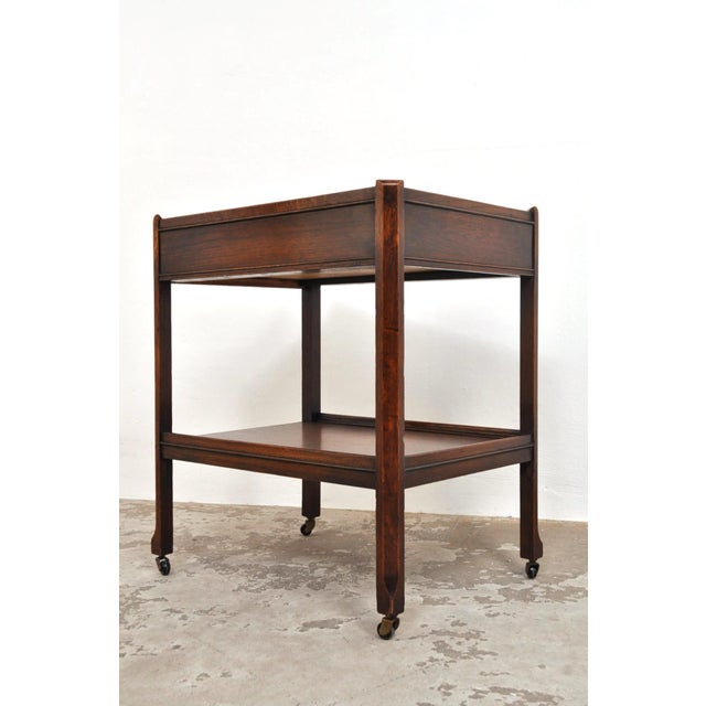 Antique Serving Trolley with Drawer in Oak, 1920s For Sale - Image 11 of 13