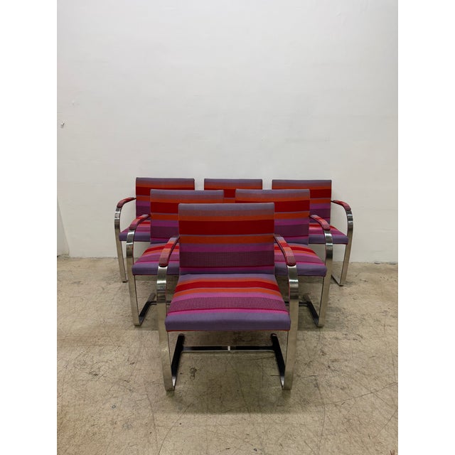Chrome Mies Van Der Rohe Brno Dining Arm Chairs for Treitel Gratz - Set of Six For Sale - Image 8 of 14