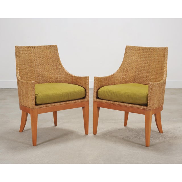 Set of Six McGuire Umbria Woven Rattan Cane Dining Armchairs For Sale - Image 12 of 18