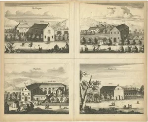 Baldaeus, The Churches of Mallagam, Achiavelli, Mayletti and Oudewil, 1672, Print