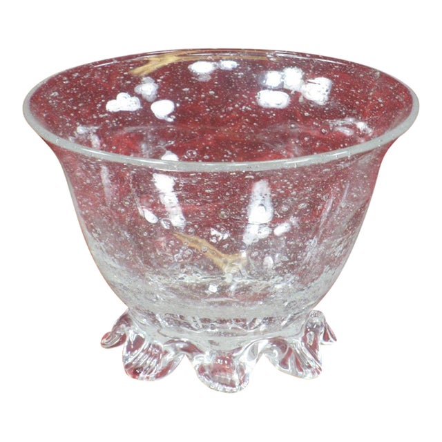 1920s Nut Bowl Venetian Glass Clear Small Footed For Sale