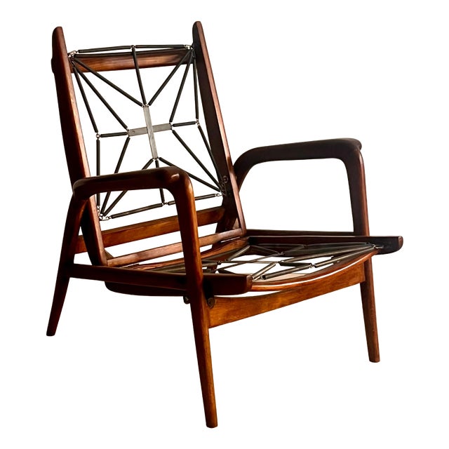 Mid-Century Modern Reclining Chair in Wood, 1950s For Sale