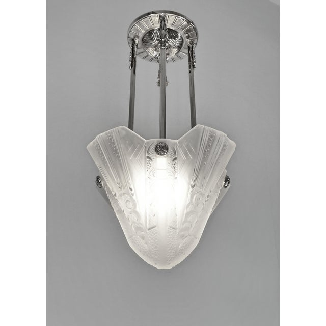 French Art Deco Pendant Light by Petitot & Muller Freres 1930 France For Sale - Image 6 of 13