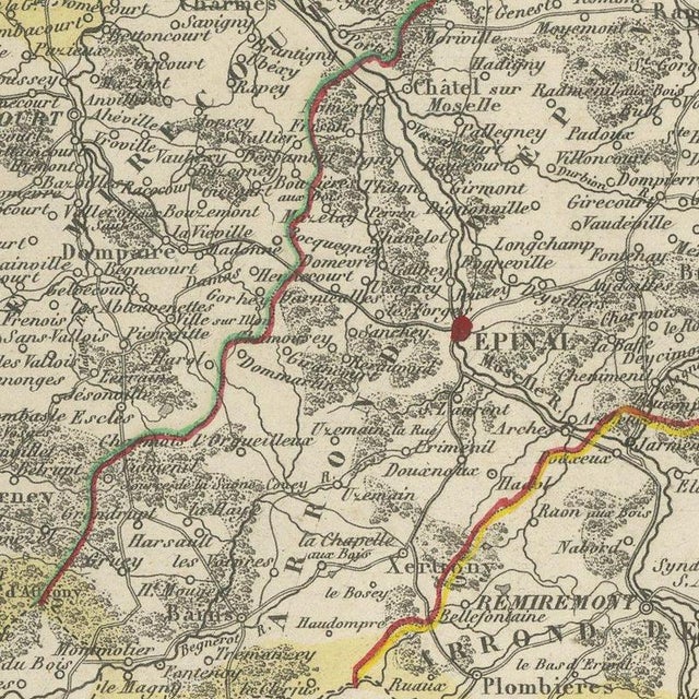 Antique Map of the Vosges with Epinal and Saint-Dié, 1860 For Sale - Image 4 of 12
