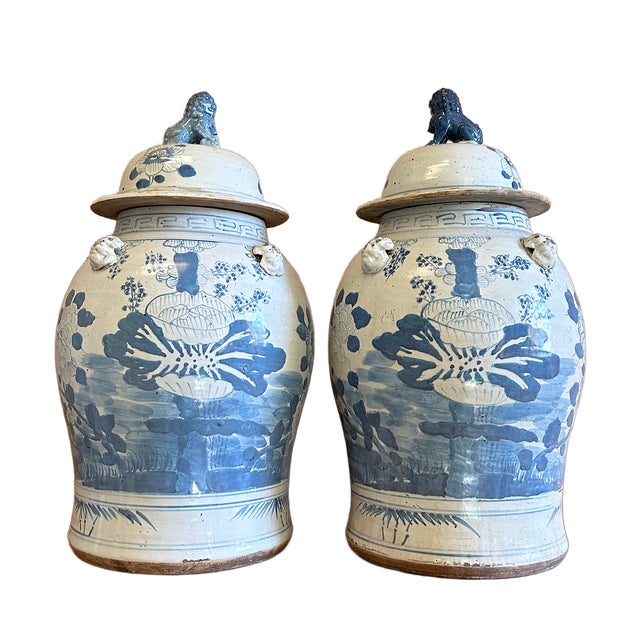 Contemporary Chinoiserie Botanical Temple Jars - a Pair For Sale In Houston - Image 6 of 9