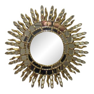 Spanish Giltwood Sunburst Mirror For Sale