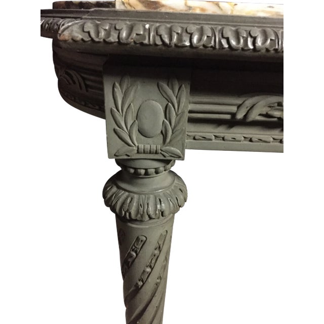 Wood 19th Century French Louis XVI Center Table or Console With Veined Marble Top For Sale - Image 7 of 12