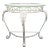 Vintage Faux Bamboo White Metal Demi Lune Glass Top Palm Beach Regency Console Table For Sale