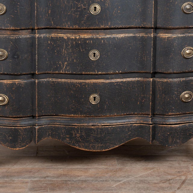 18th Century Black Painted Oak Rococo Chest of Drawers From Denmark For Sale - Image 12 of 14