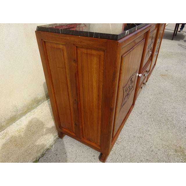 Large Vintage Sideboard in Walnut and Black Marble, 1950s For Sale - Image 14 of 18
