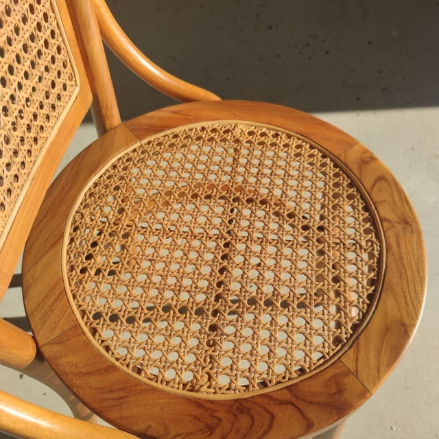 Vintage Natural Wood Cane Chair, 1980s For Sale - Image 4 of 18