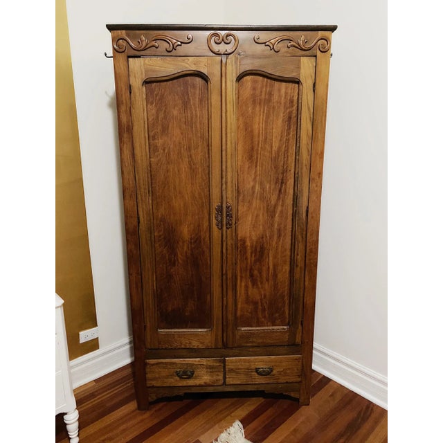 Wood 19th Century French Art Nouveau Wood Armoire Cabinet For Sale - Image 7 of 7