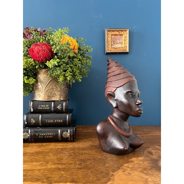 Wood 1970s Carved African Woman Bust For Sale - Image 7 of 18