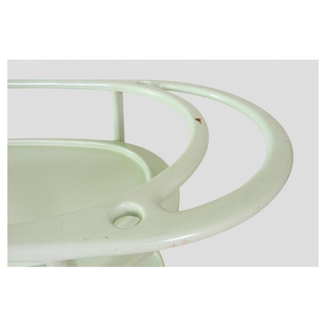 Vintage Art Deco Serving Trolley in Light Green Lacquered Wood, 1930s For Sale - Image 10 of 12