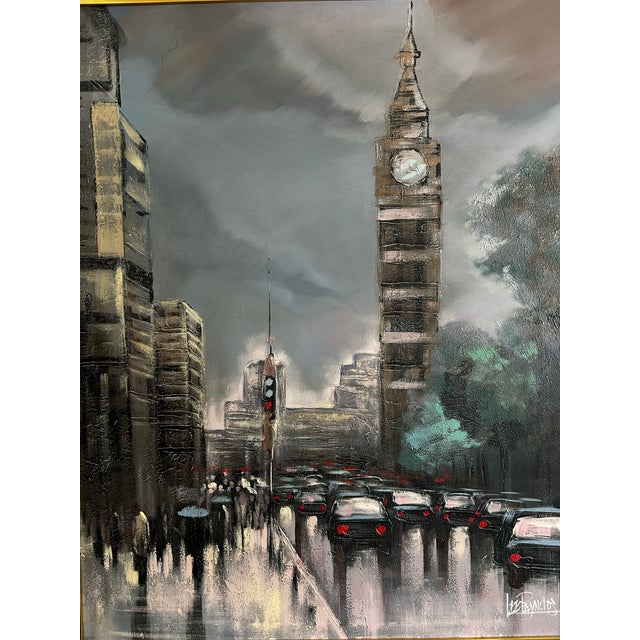 Mid Century Modern Impresssionist Painting of Big Ben in London by Lee Reynolds For Sale - Image 4 of 7