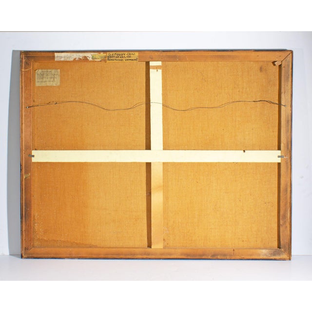 1970s “Something’s Happening” Oil on Canvas Painting by George Joseph Moody For Sale In Indianapolis - Image 6 of 9