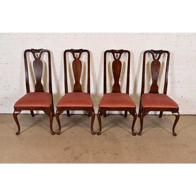 Henredon Queen Anne Solid Mahogany Side Chairs or Dining Chairs, Set of Four For Sale - Image 12 of 12