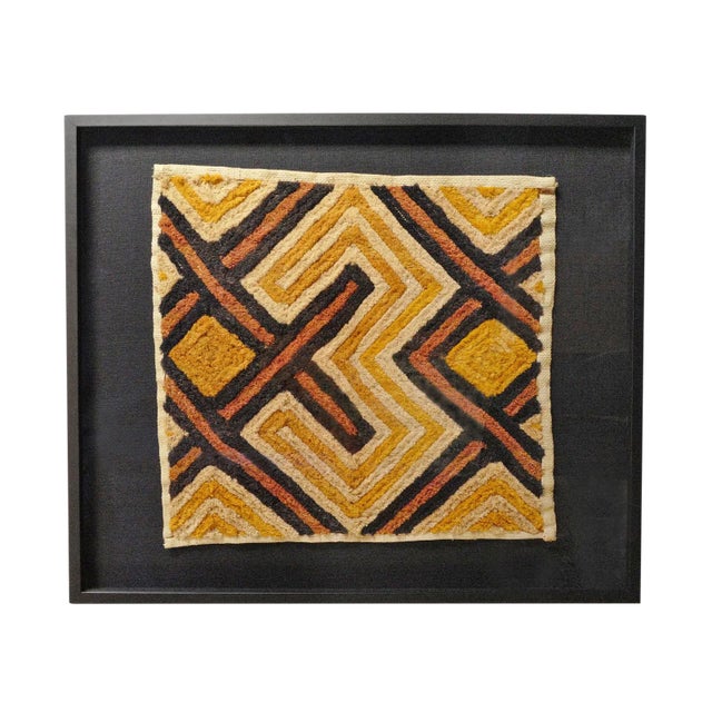Vintage Framed Tribal African Shoowa Grass Textile For Sale