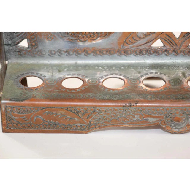 Mid 20th Century Vintage Moroccan Copper Hanukkah Candle Menorah, Jewish Judaica, Circa 1950. For Sale - Image 5 of 13