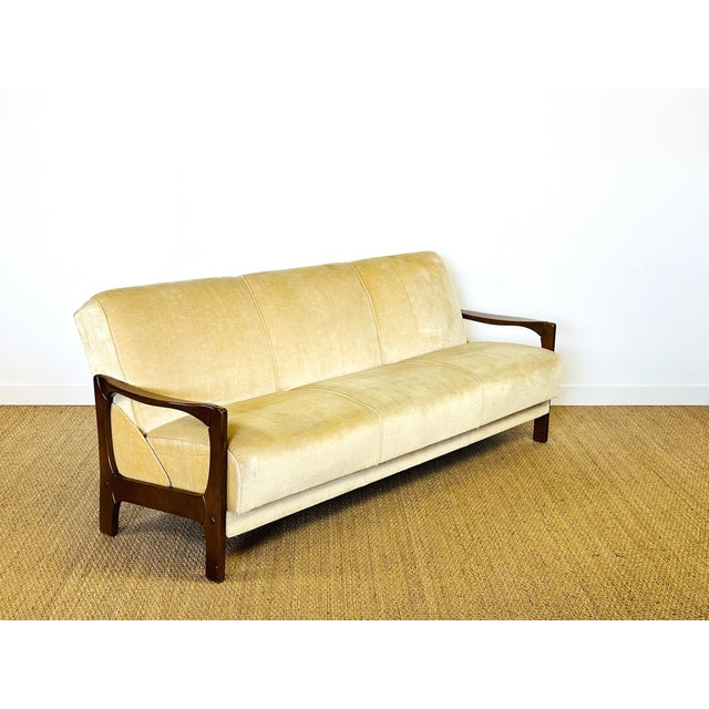 Vintage Scandinavian Velvet Convertible Sofa and Armchair, 1960s, Set of 2 For Sale - Image 12 of 18